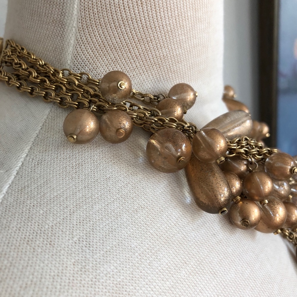 Vintage J.Crew Painted Gold Beaded Necklace - Picture 8 of 8